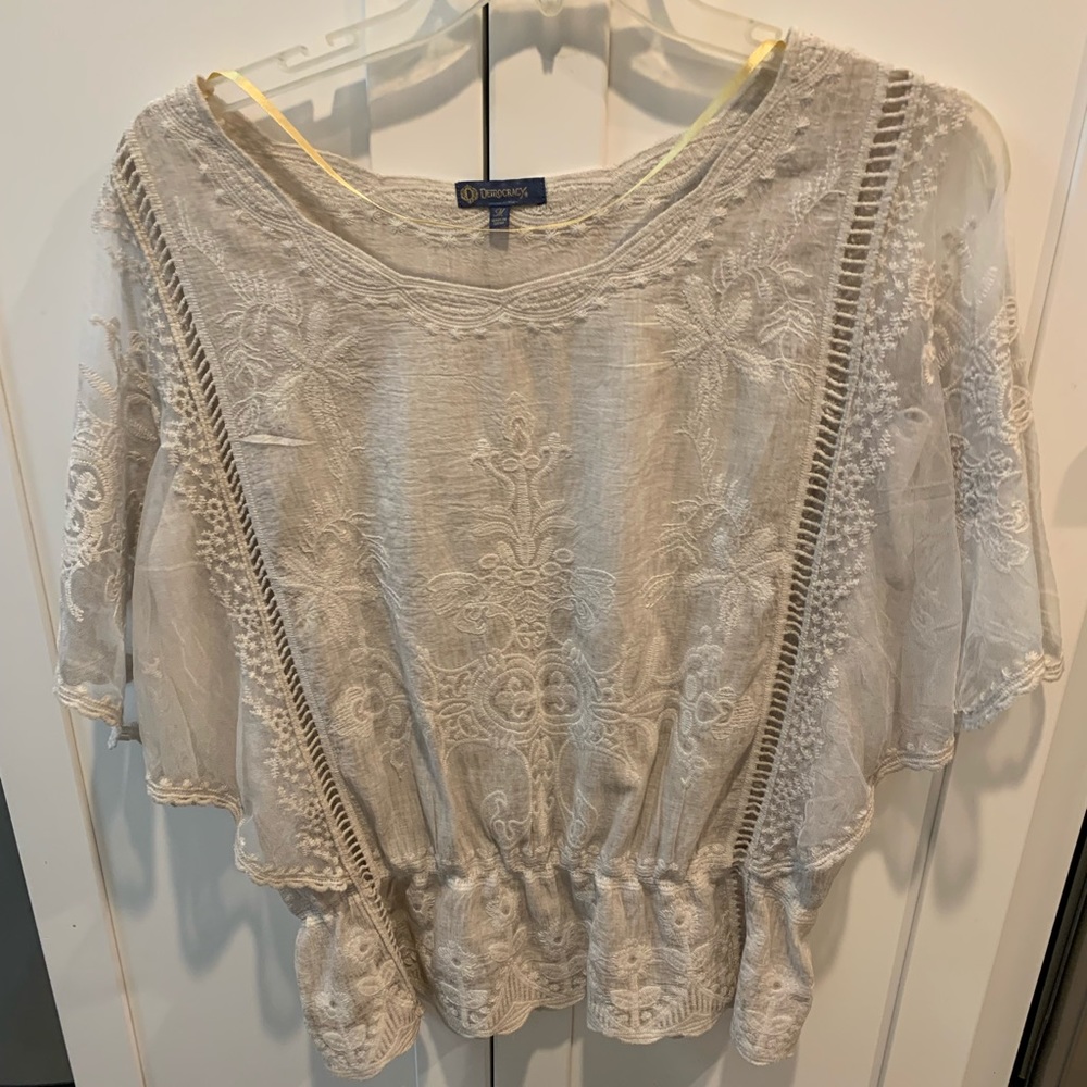 Democracy lacy peplum top medium